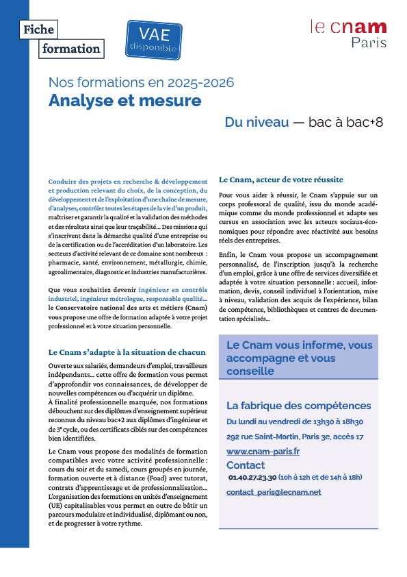 Analyse et mesure Analyse et mesure