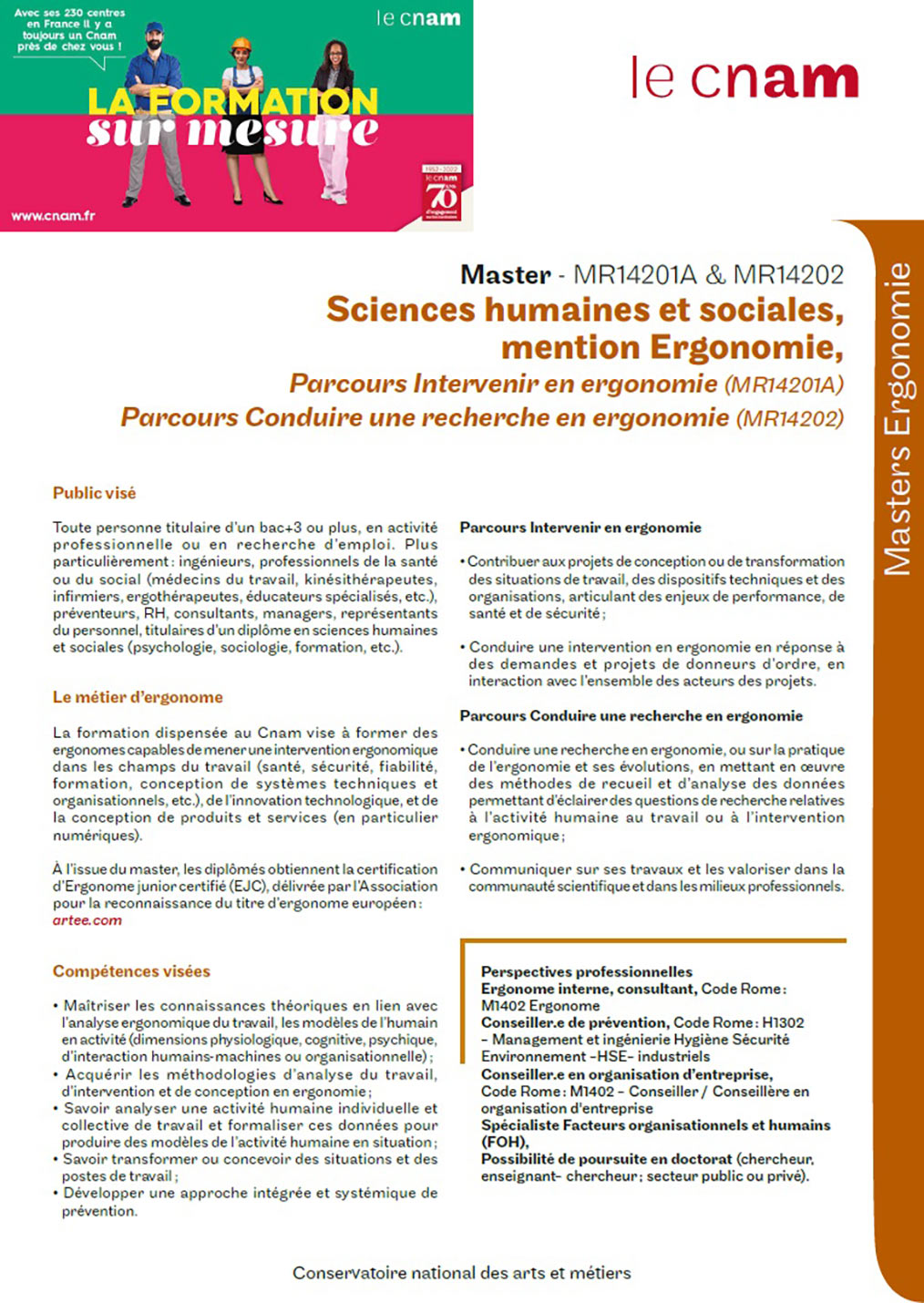 Brochure téléchargeable Master Ergonomie