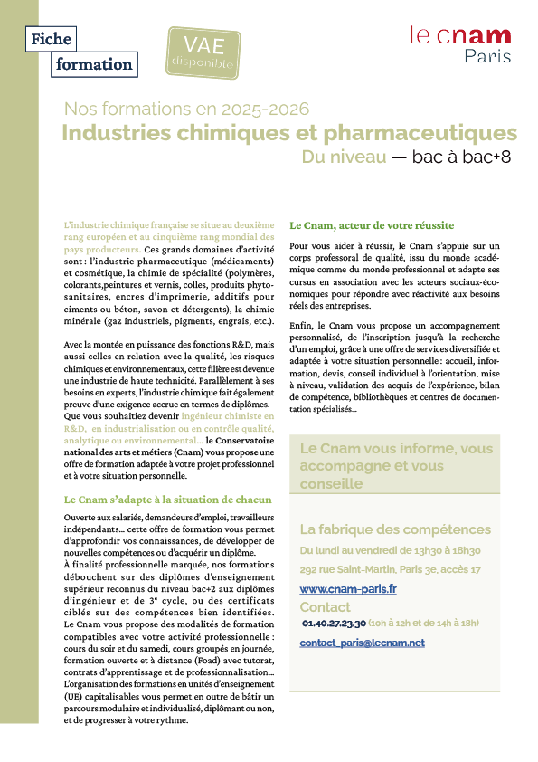 Industrie pharmaceutique et chimique Industrie pharmaceutique et chimique
