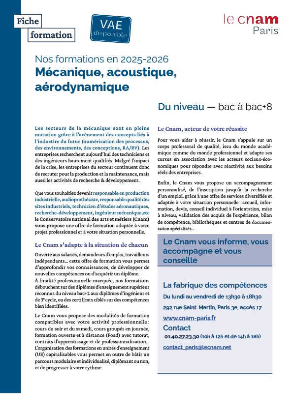 Mécanique acoustique aérodynamique Mécanique acoustique aérodynamique
