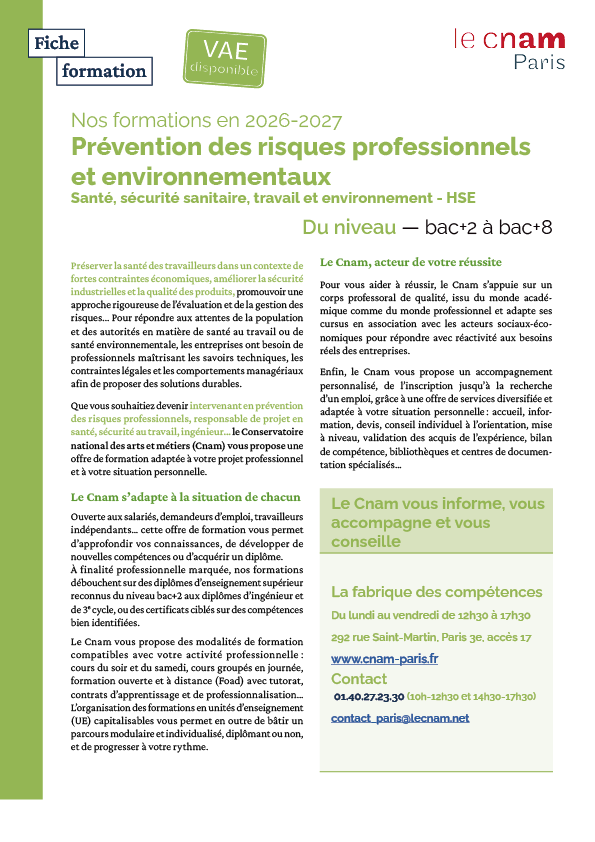 Santé écurité environn (prévention des risques) 26 27