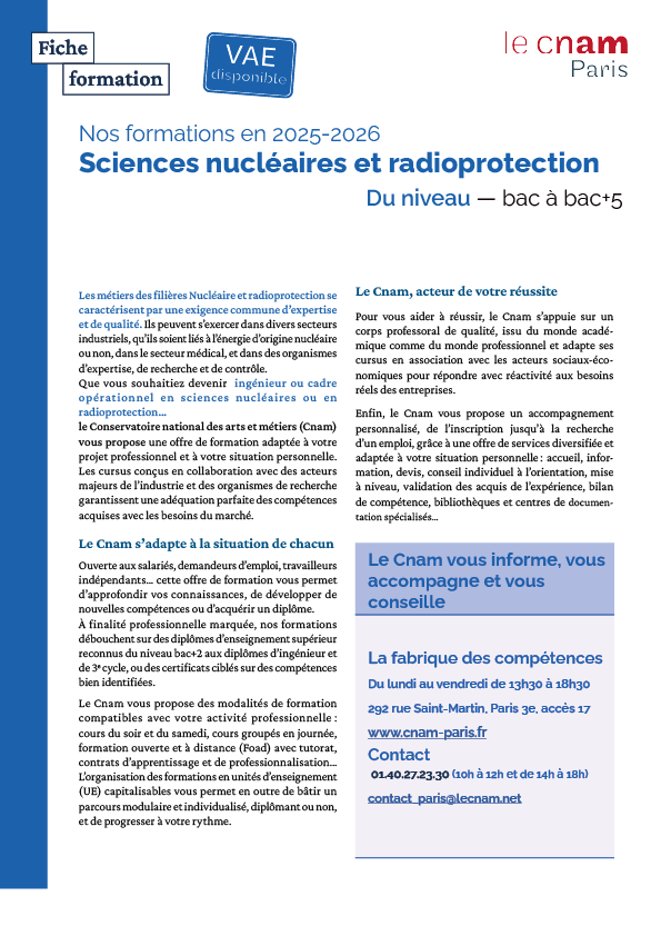 Sciences nucléaires et radioprotection Sciences nucléaires et radioprotection